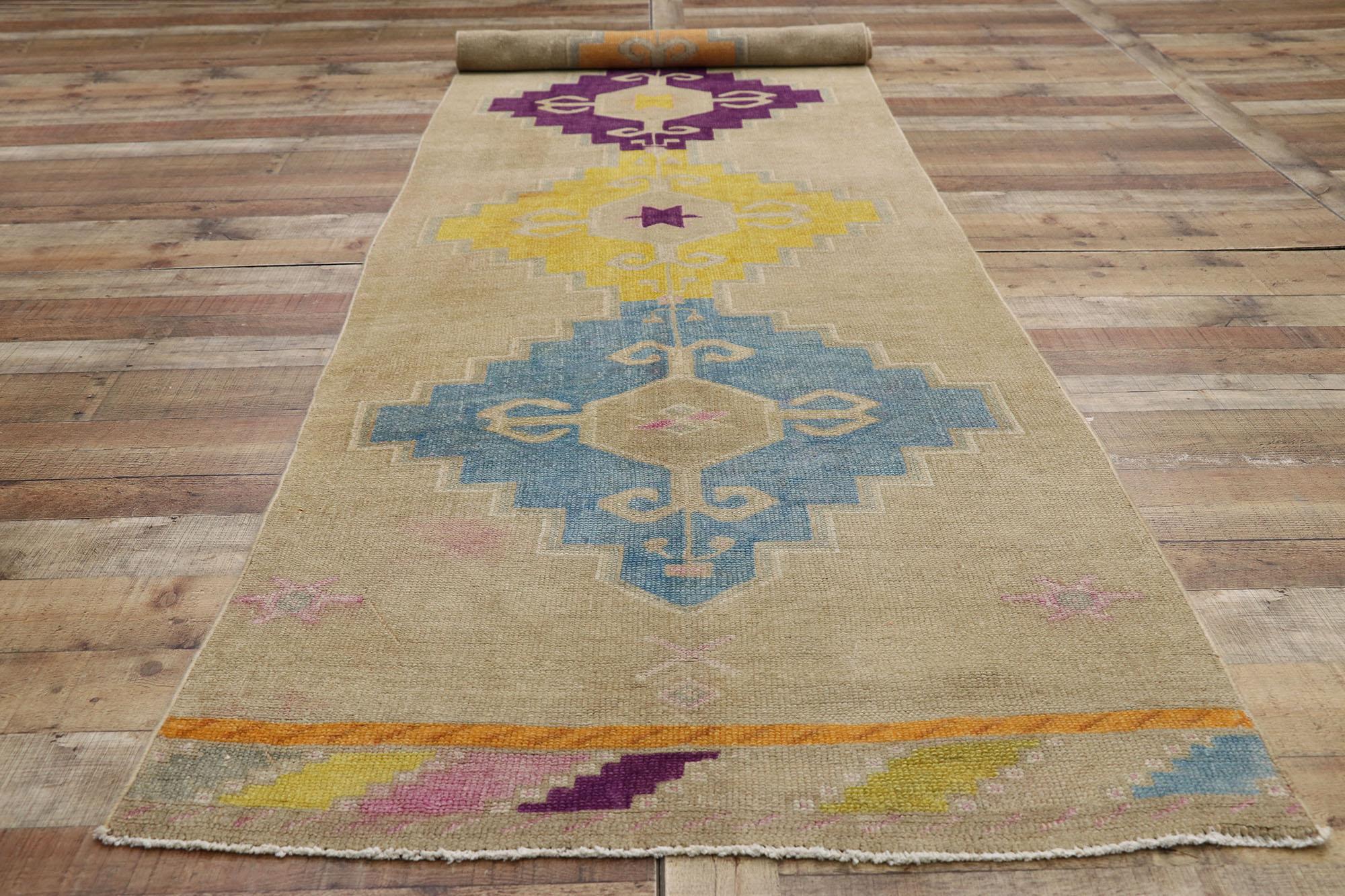 Vintage Turkish Oushak Runner For Sale 1