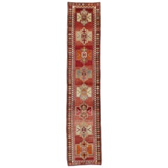 Vintage Turkish Oushak Runner with Mid-Century Modern and Art Deco Style