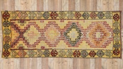Vintage Turkish Oushak Runner with Mid-Century Modern Style