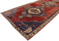 Vintage Red Turkish Oushak Hallway Carpet