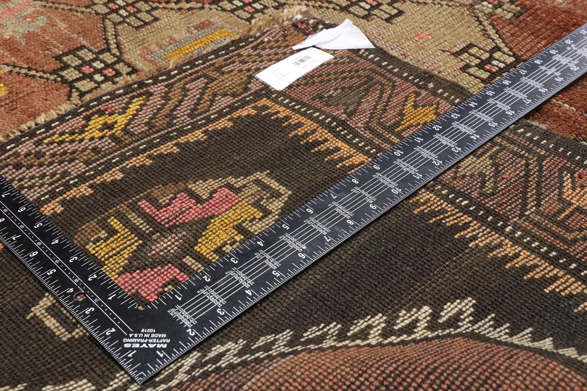 20th Century Vintage Turkish Oushak Runner with Mid-Century Modern Style For Sale
