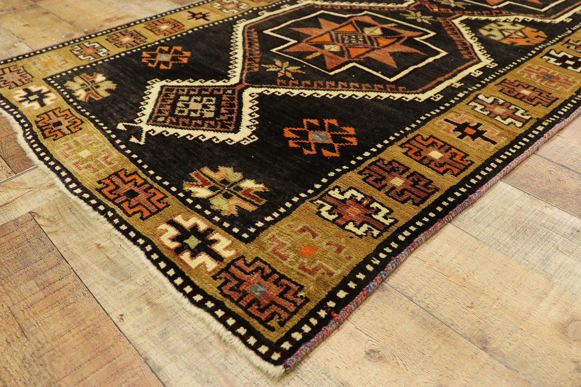 Vintage Turkish Oushak Runner with Mid-Century Modern Style For Sale 3