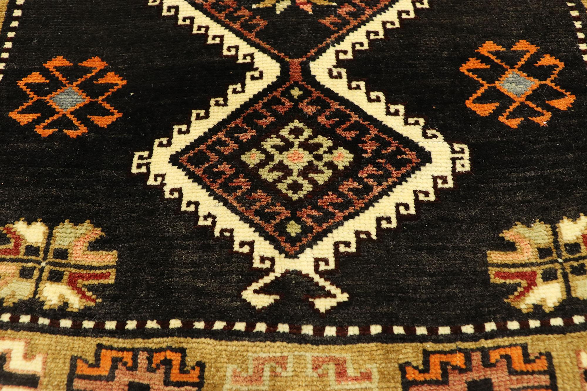 Vintage Turkish Oushak Runner with Mid-Century Modern Style For Sale 1