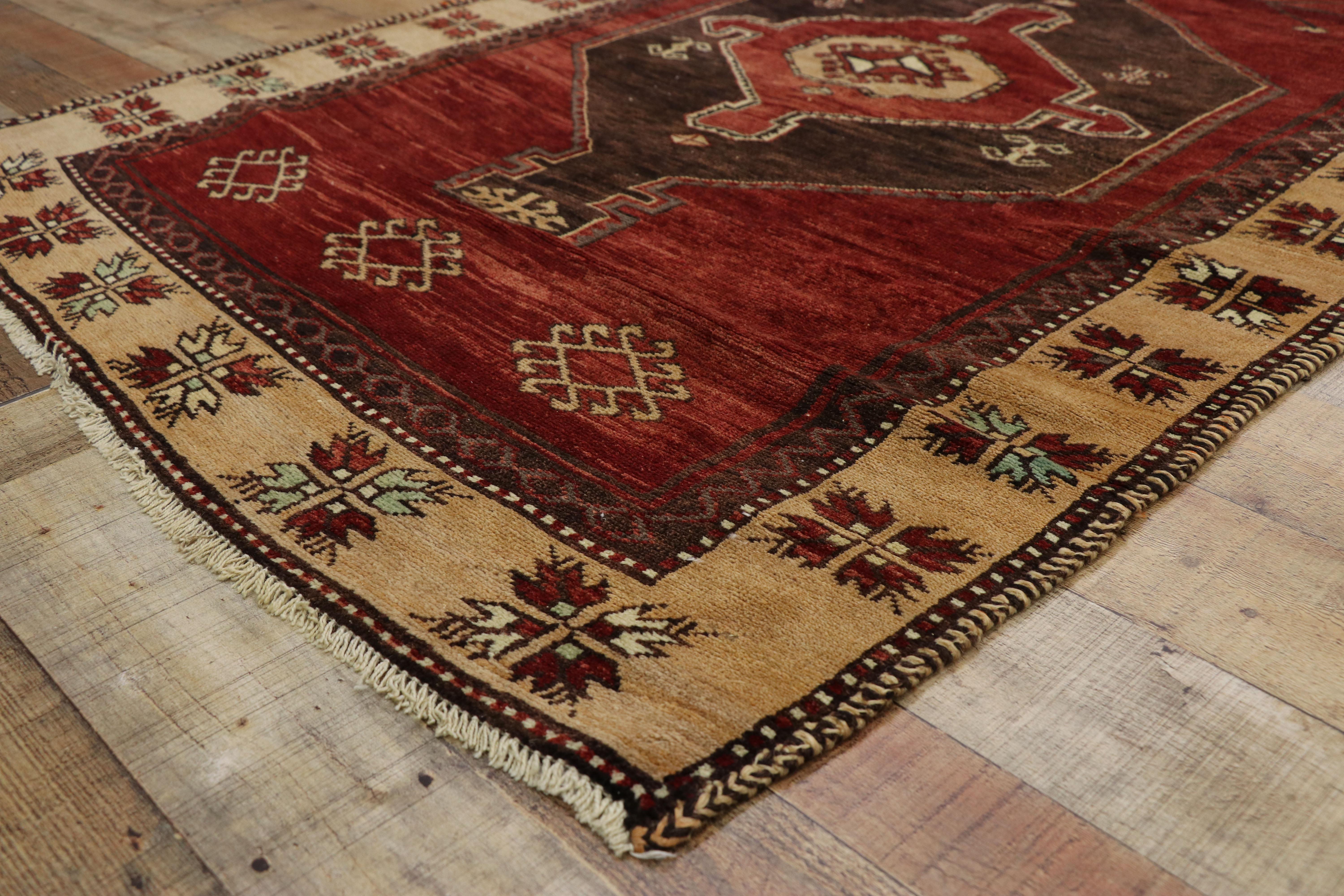 Vintage Turkish Oushak Runner with Mid-Century Modern Style, Hallway Long Runner For Sale 3