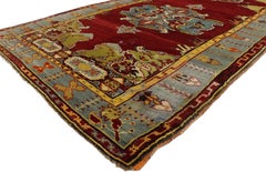 Vintage Turkish Oushak Runner with Mid-Century Modern Style, Hallway Runner