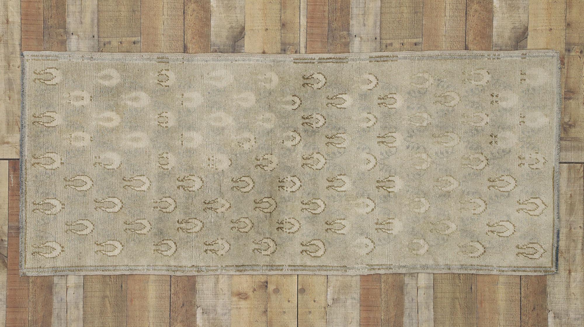 Wool Vintage Turkish Oushak Runner with American Colonial Style  For Sale