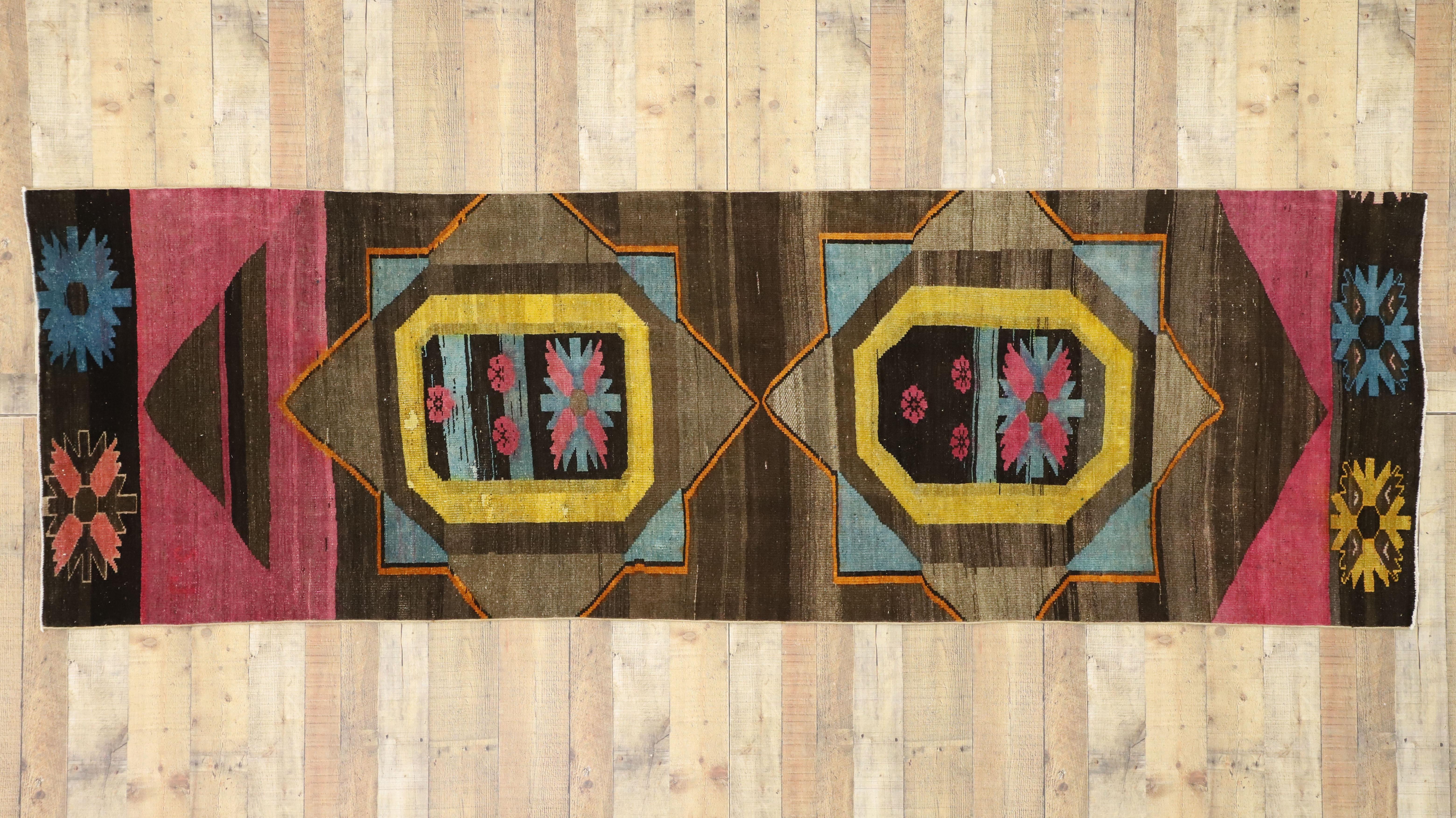 Tapis de couloir vintage turc Oushak de style moderne et contemporain, couloir de couloir en vente 2