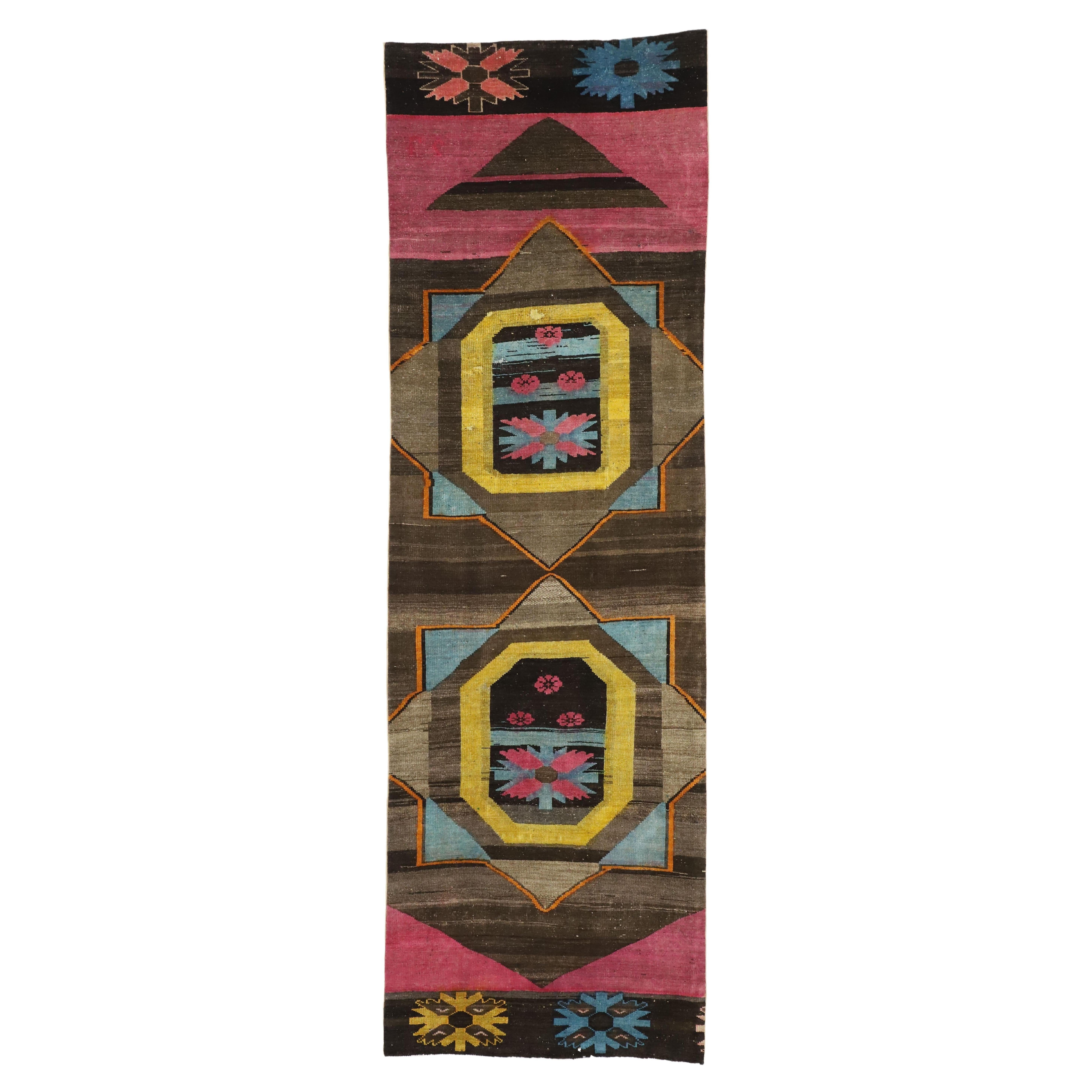 Vintage Turkish Oushak Runner with Modern Contemporary Style, Hallway Runner For Sale