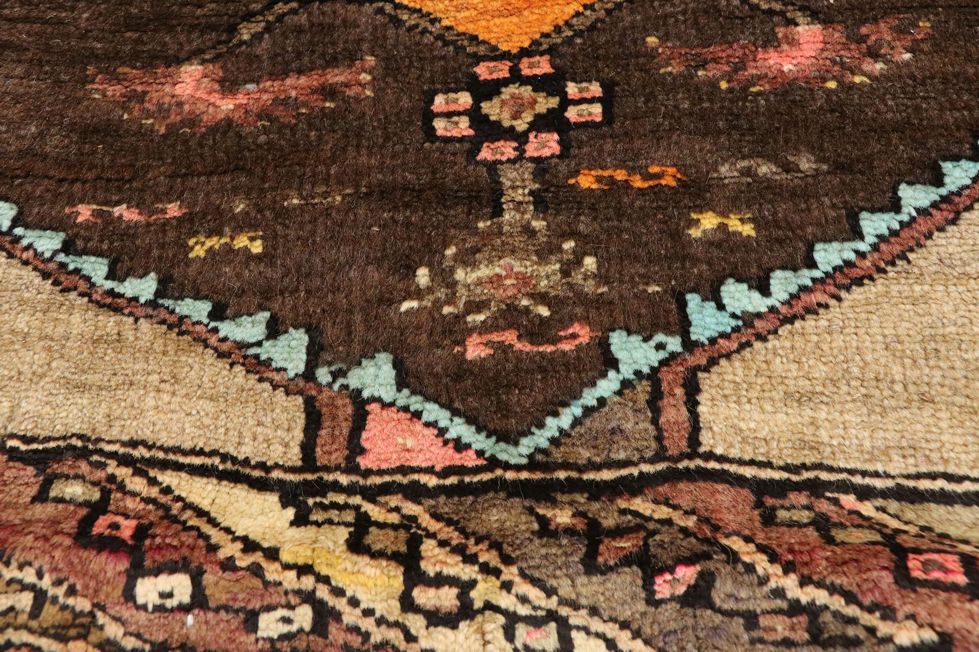 Wool Vintage Turkish Oushak Runner with Modern Contemporary Style, Painted Oushak Rug For Sale