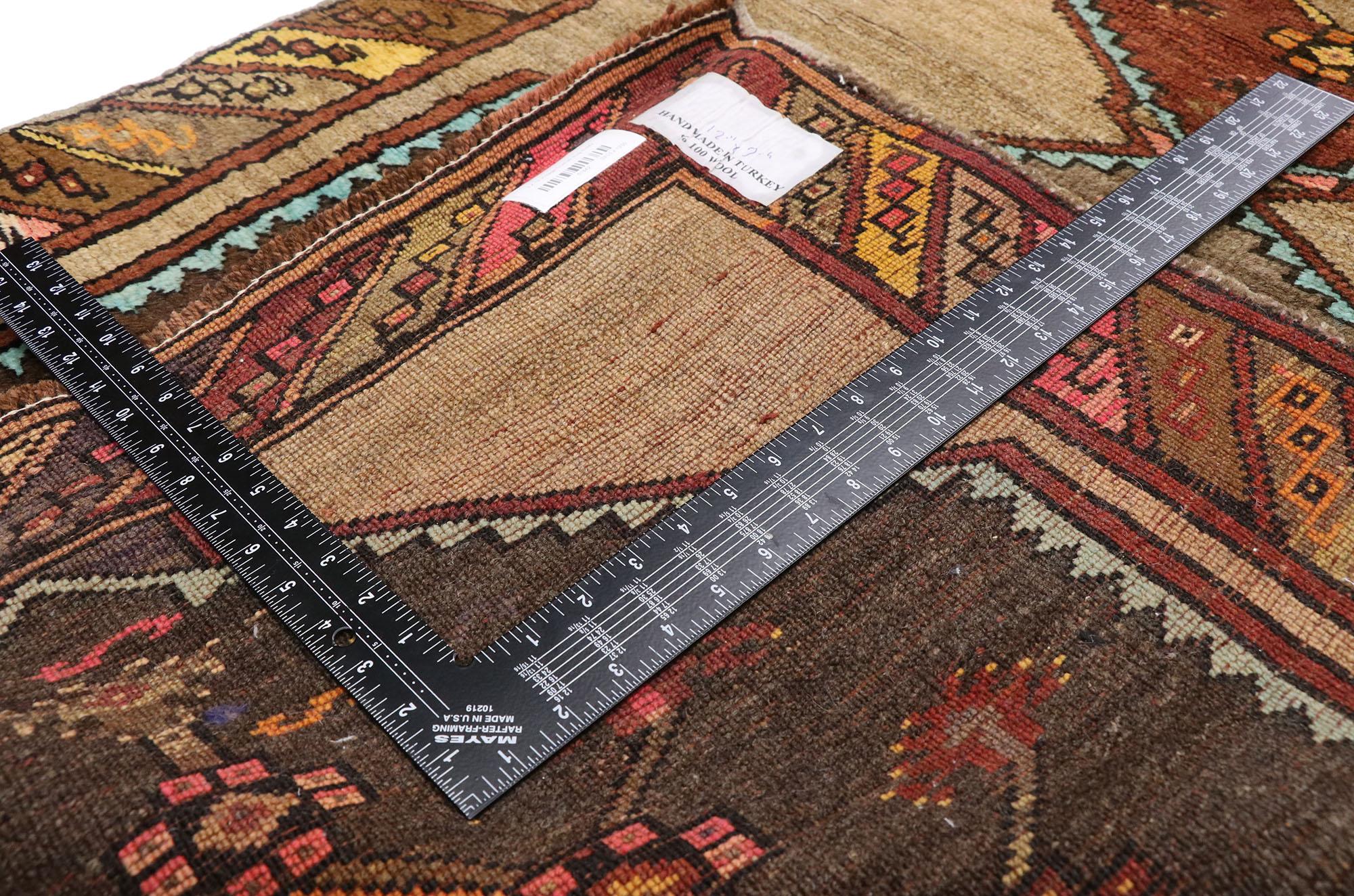 Vintage Turkish Oushak Runner with Modern Contemporary Style, Painted Oushak Rug For Sale 1