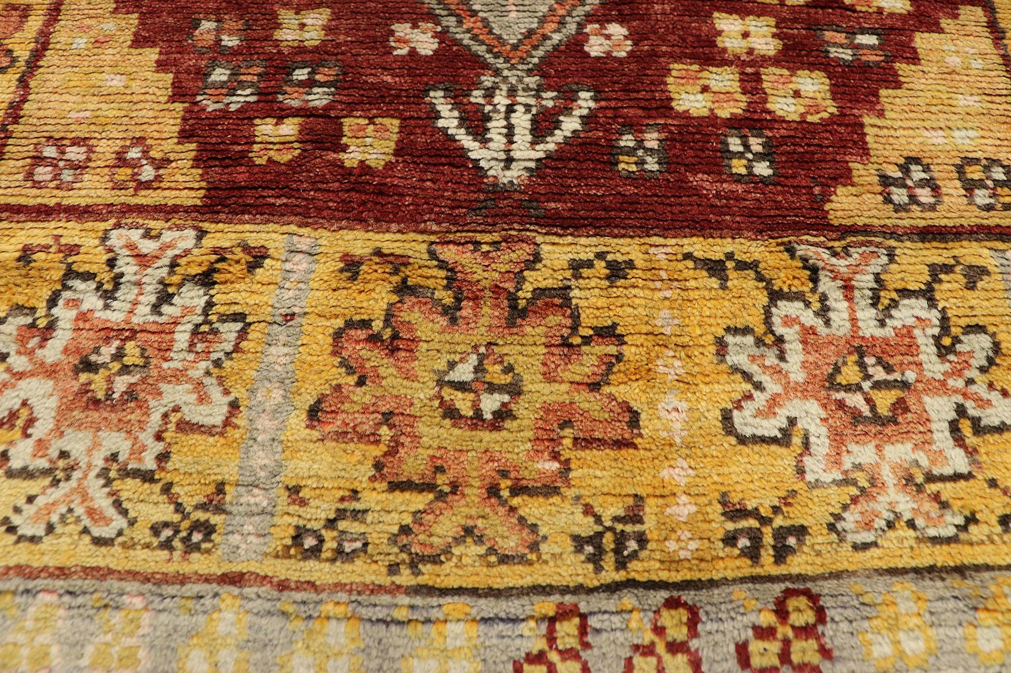 Vintage Turkish Oushak Runner In Good Condition For Sale In Dallas, TX
