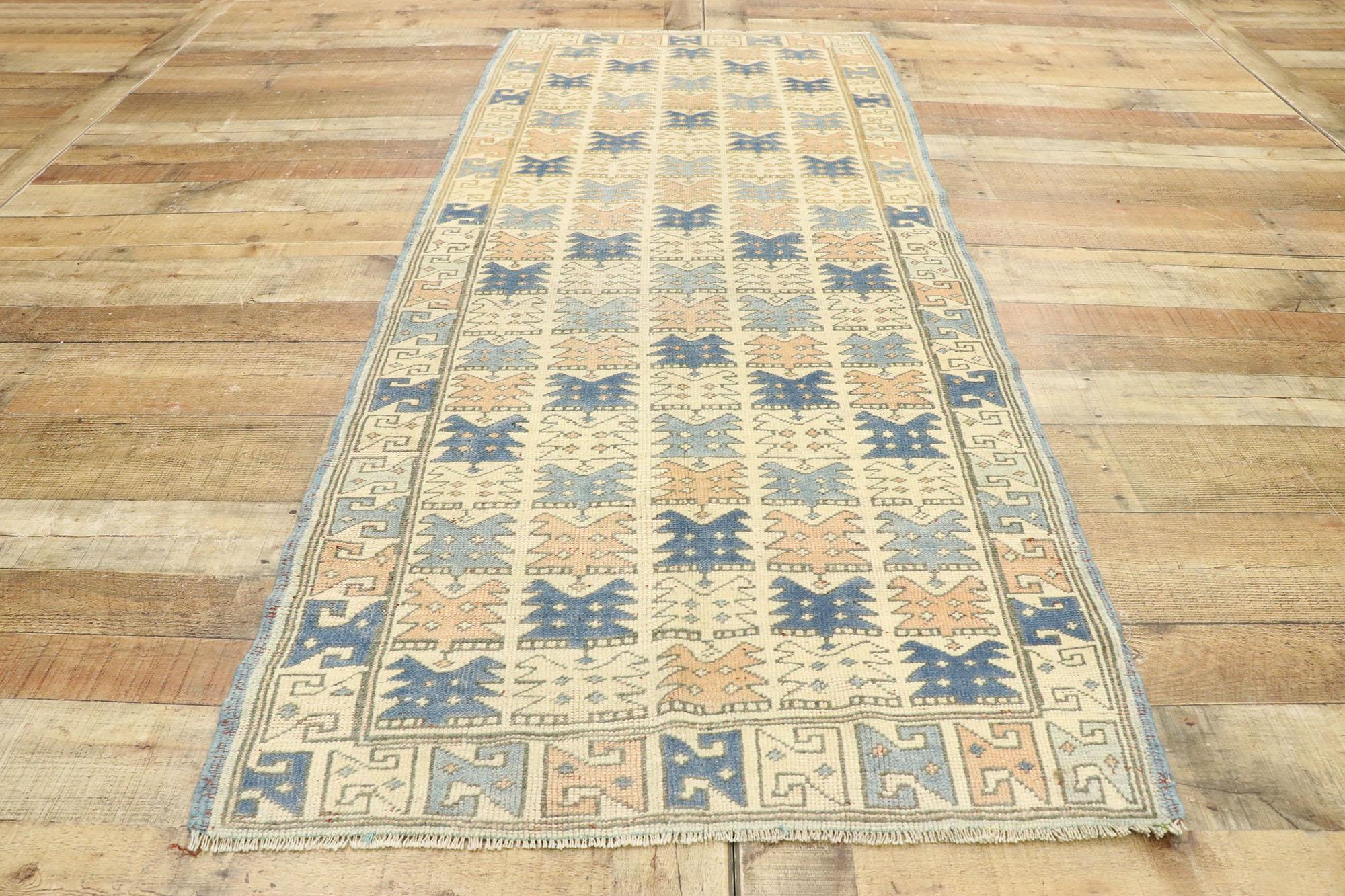 Runner turco vintage in Oushak con stile Modern Georgian in vendita 1