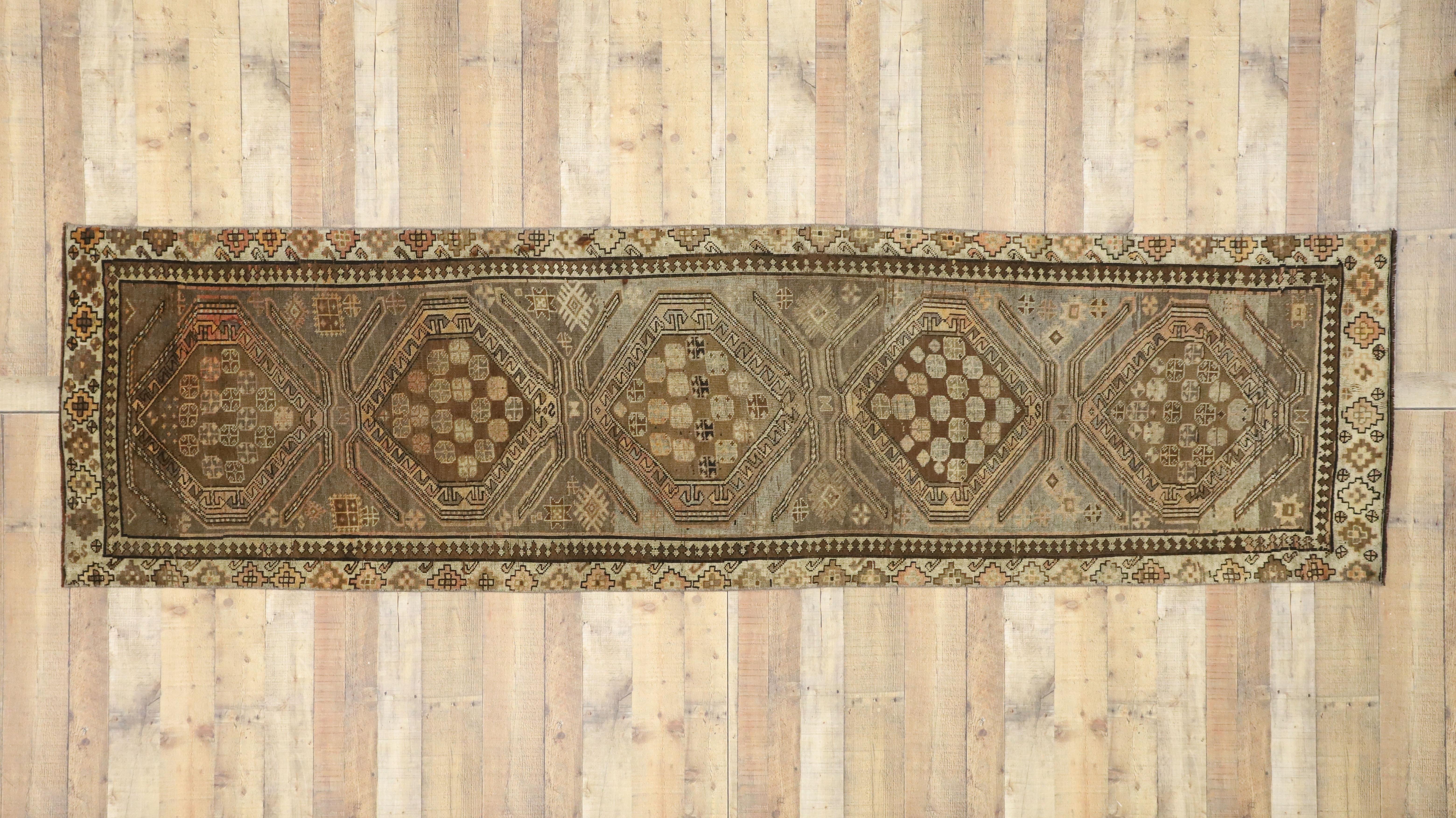 1950's Turkish Oushak Rug Runner with Modern Style For Sale 1