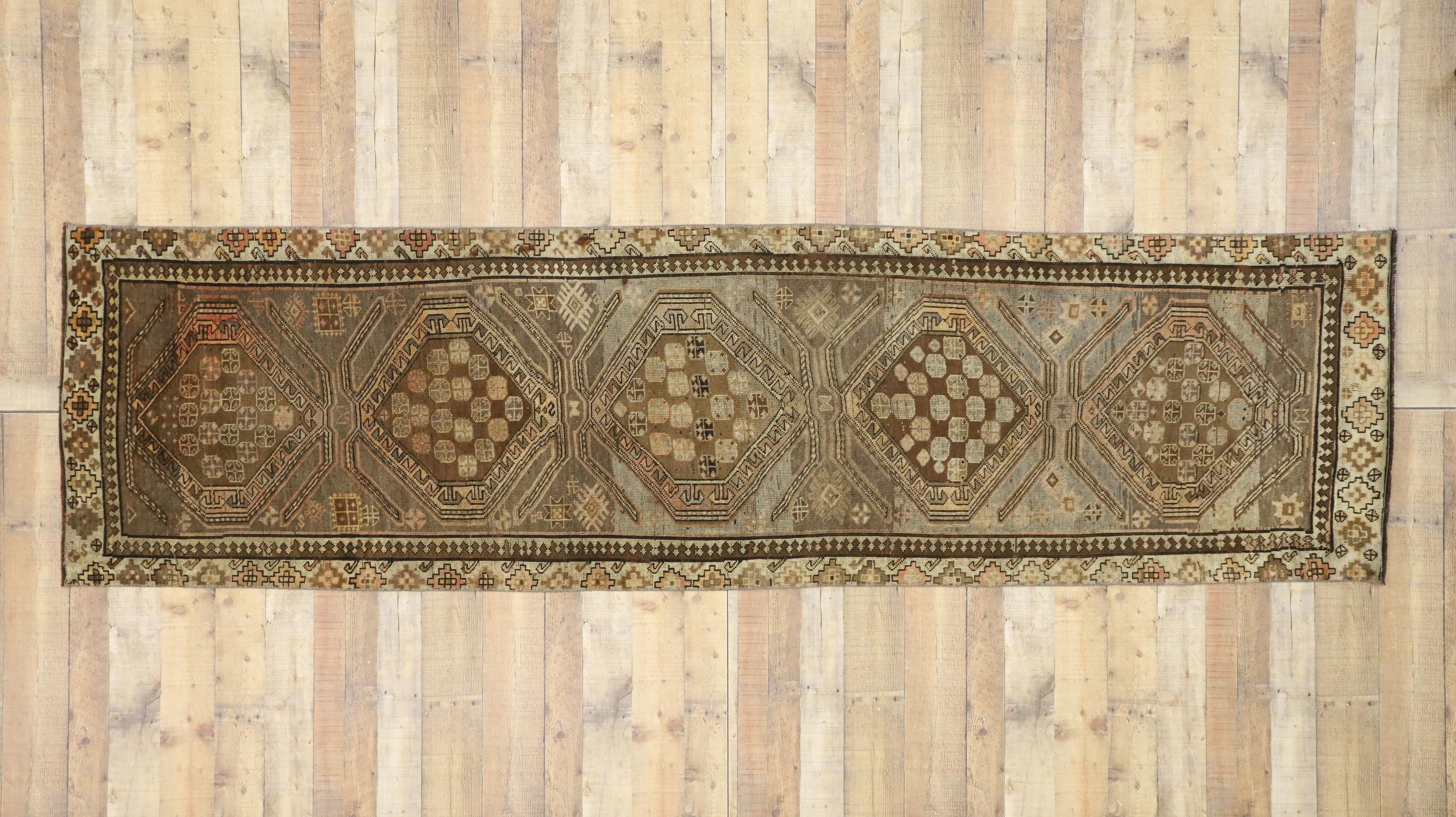 Vintage Turkish Oushak Runner with Modern Shaker Style, Hallway Runner For Sale 2