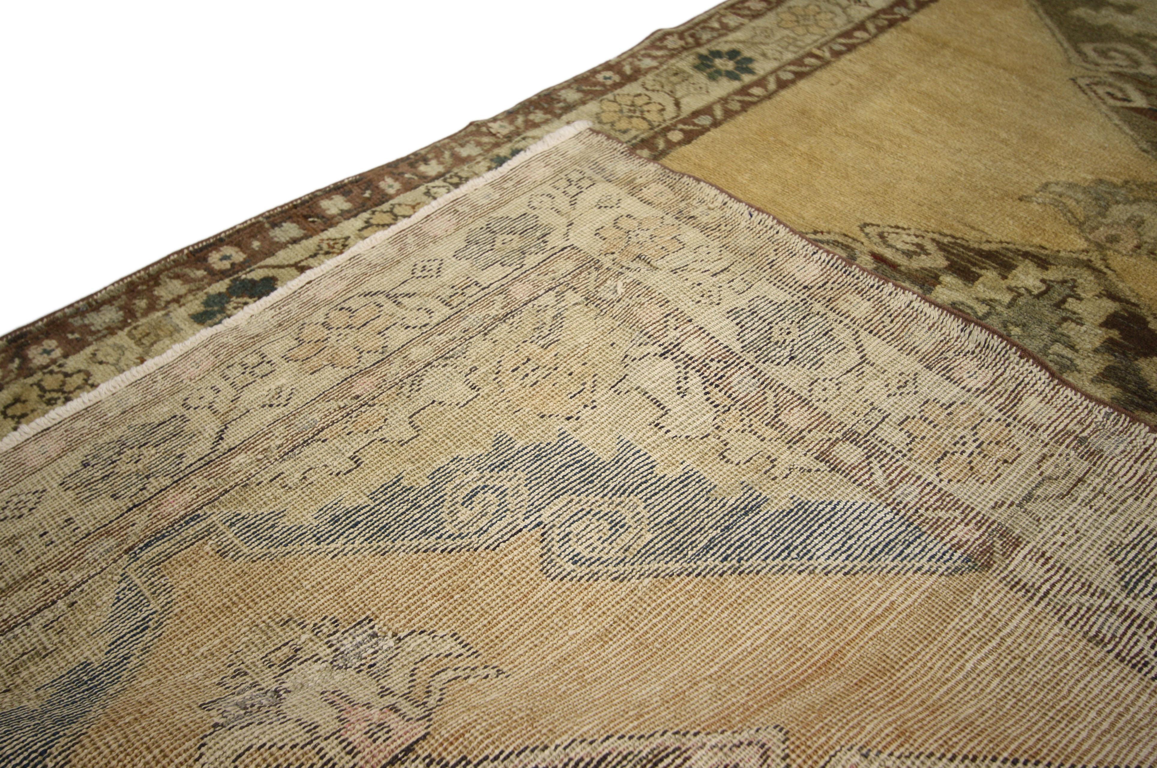 20th Century Vintage Turkish Oushak Runner with Modern Style, Hallway Runner