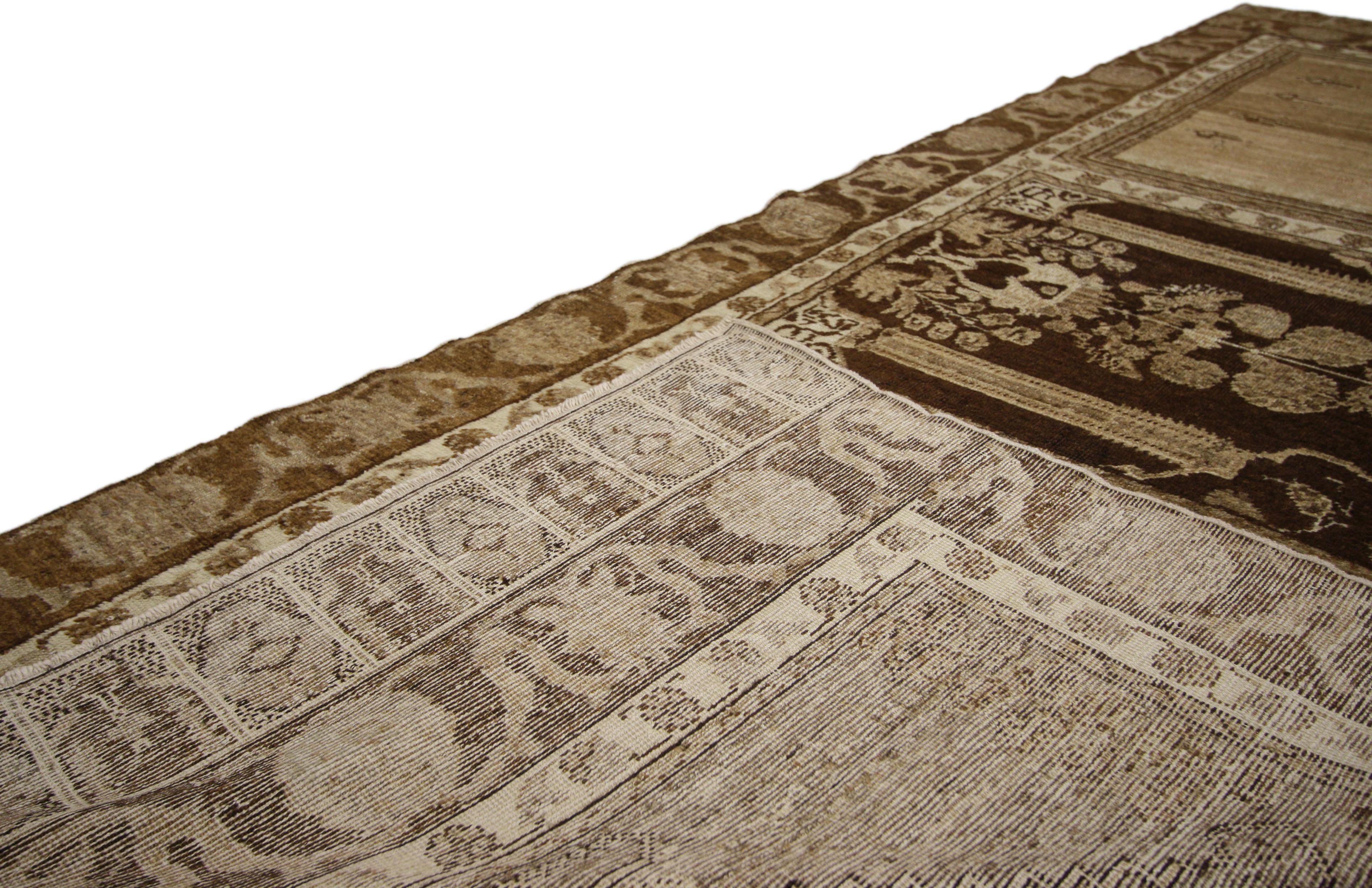 Hand-Knotted Vintage Anatolian Saph Runner, Turkish Prayer Runner with Multiple Mihrabs For Sale