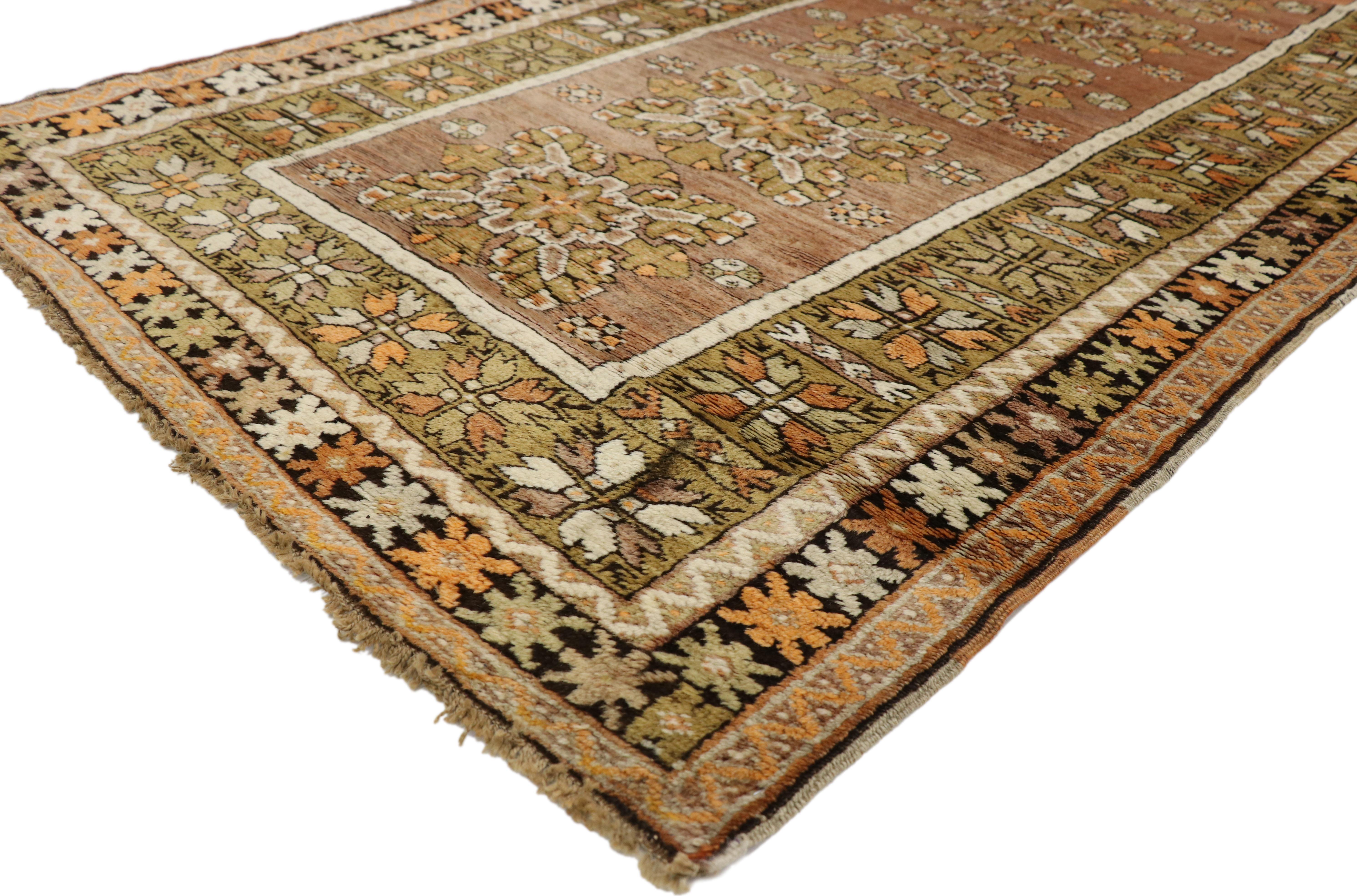 Vintage Turkish Oushak Runner with Modern Traditional Style, Hallway Runner For Sale 3