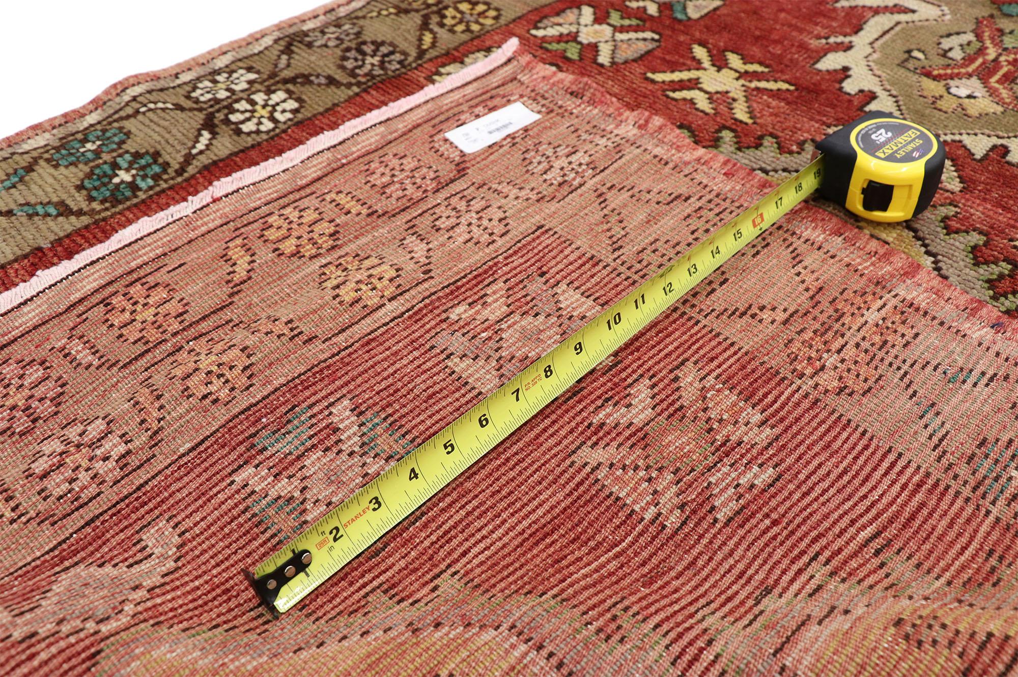 20th Century Vintage Turkish Oushak Runner with Modern Traditional Style, Hallway Runner For Sale