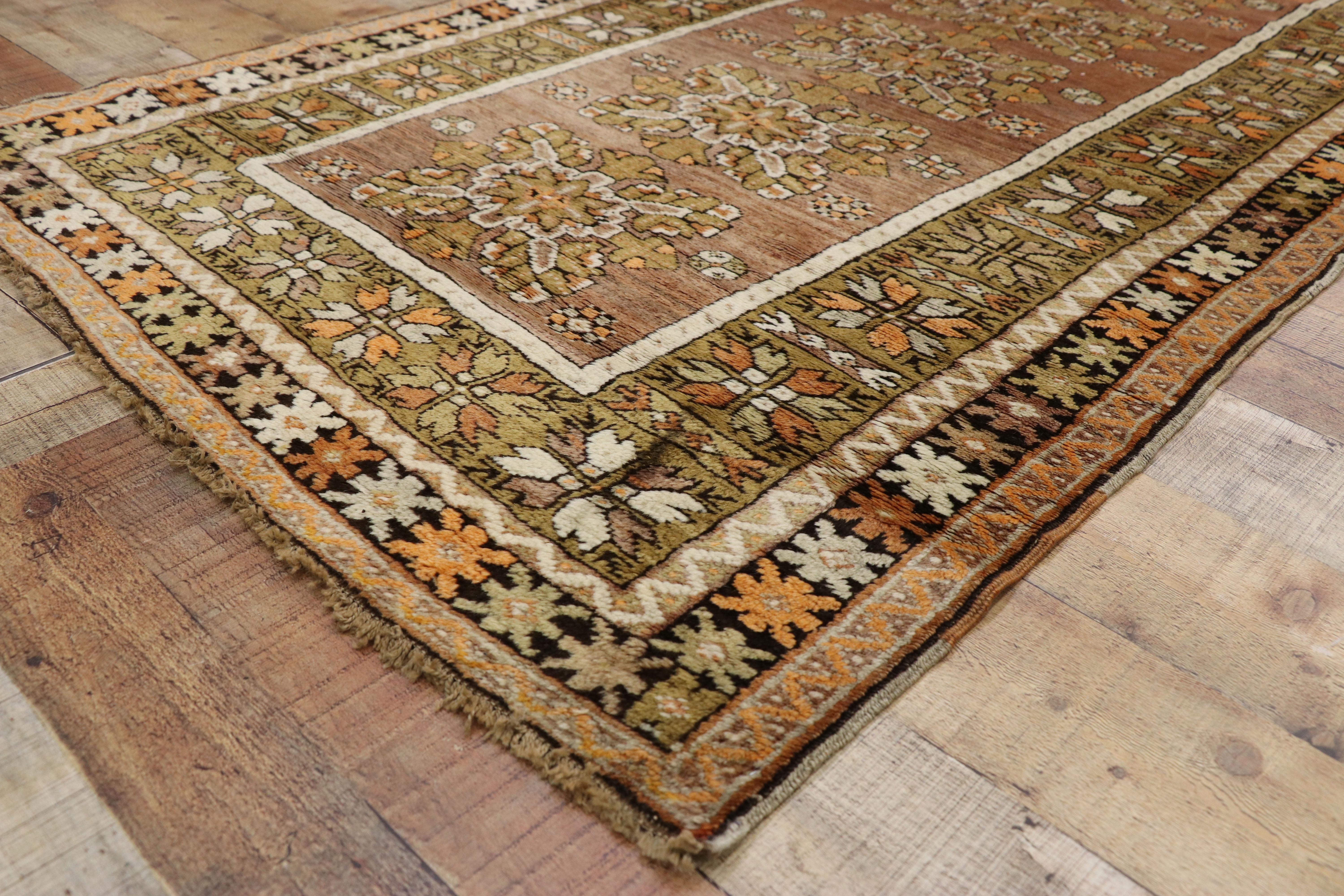 Wool Vintage Turkish Oushak Runner with Modern Traditional Style, Hallway Runner For Sale