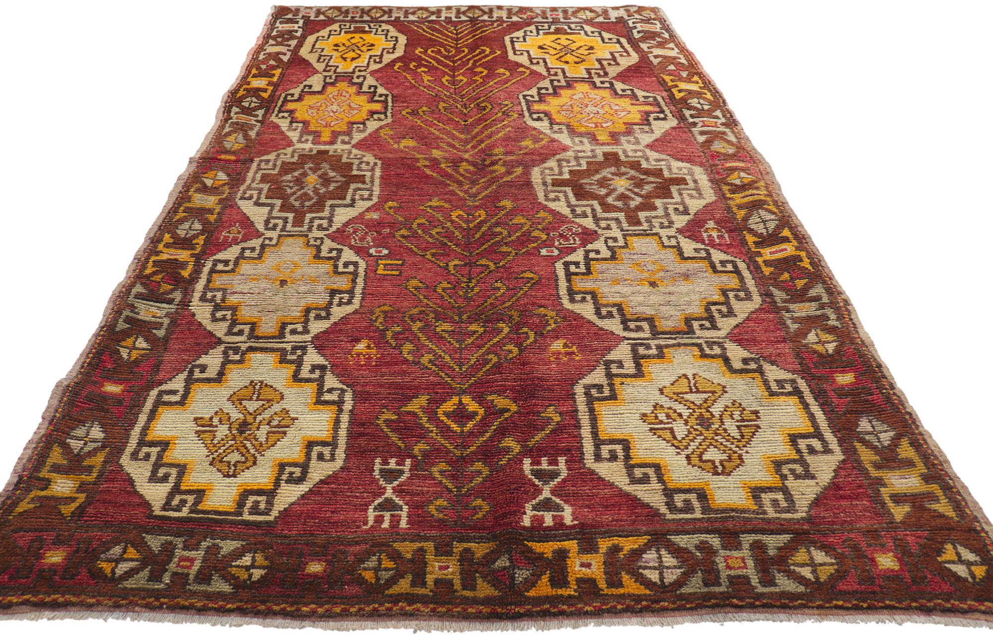 Hand-Knotted Vintage Turkish Oushak Runner with Modern Tribal Style, Gallery Rug