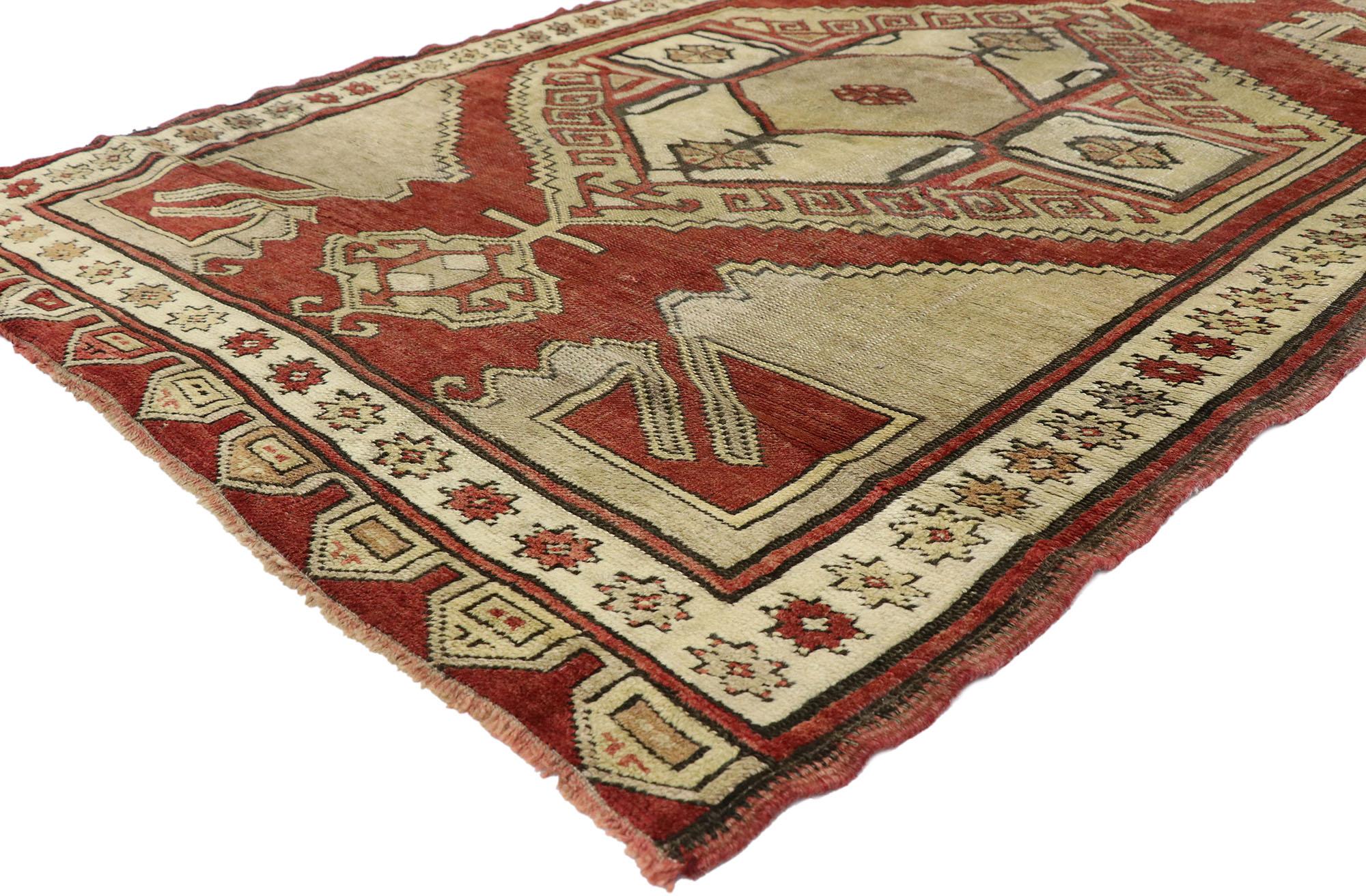 1950's Vintage Türkisch Oushak Teppich Läufer, 03'11 x 09'06 im Angebot 4