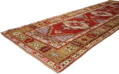 Vintage Turkish Oushak Runner with Modern Tribal Style, Hallway Runner