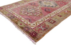 Vintage Turkish Oushak Runner with Modern Tribal Style, Long Hallway Runner