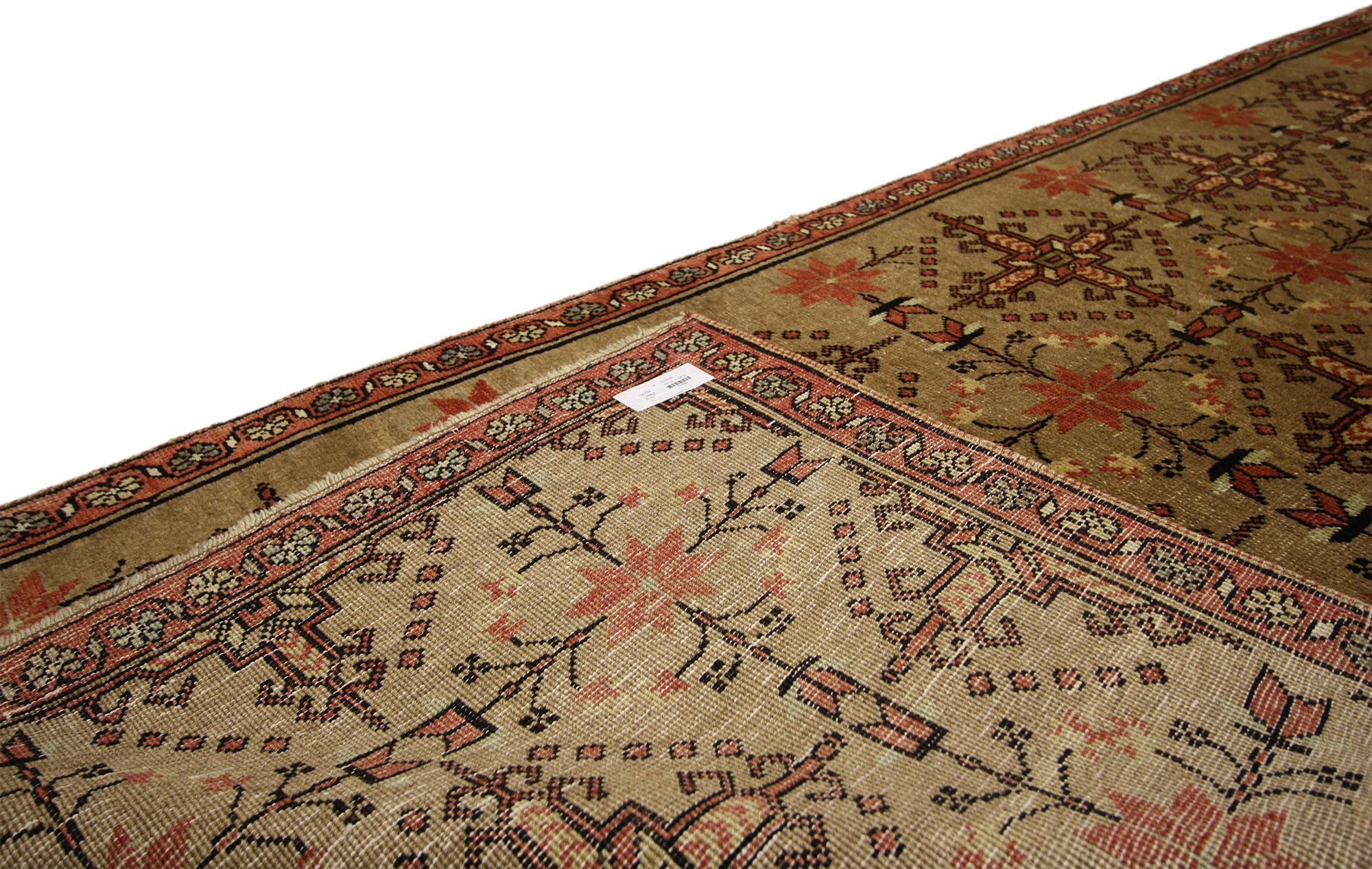 20th Century Vintage Turkish Oushak Runner with Modern Tribal Style, Hallway Runner For Sale