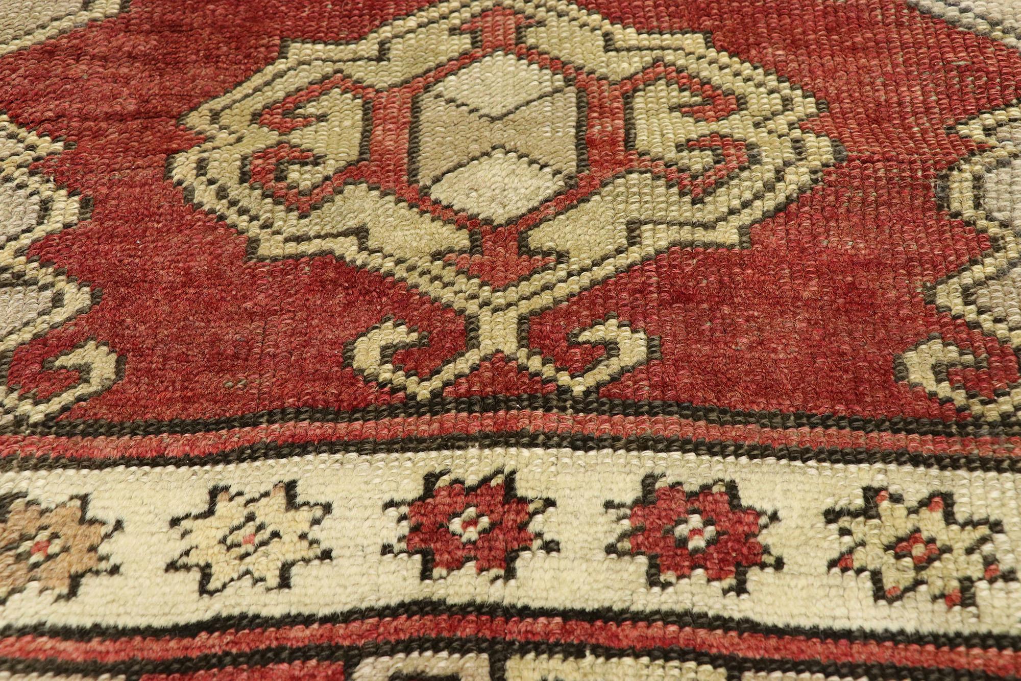 20th Century Vintage Turkish Oushak Runner with Modern Tribal Style, Hallway Runner For Sale