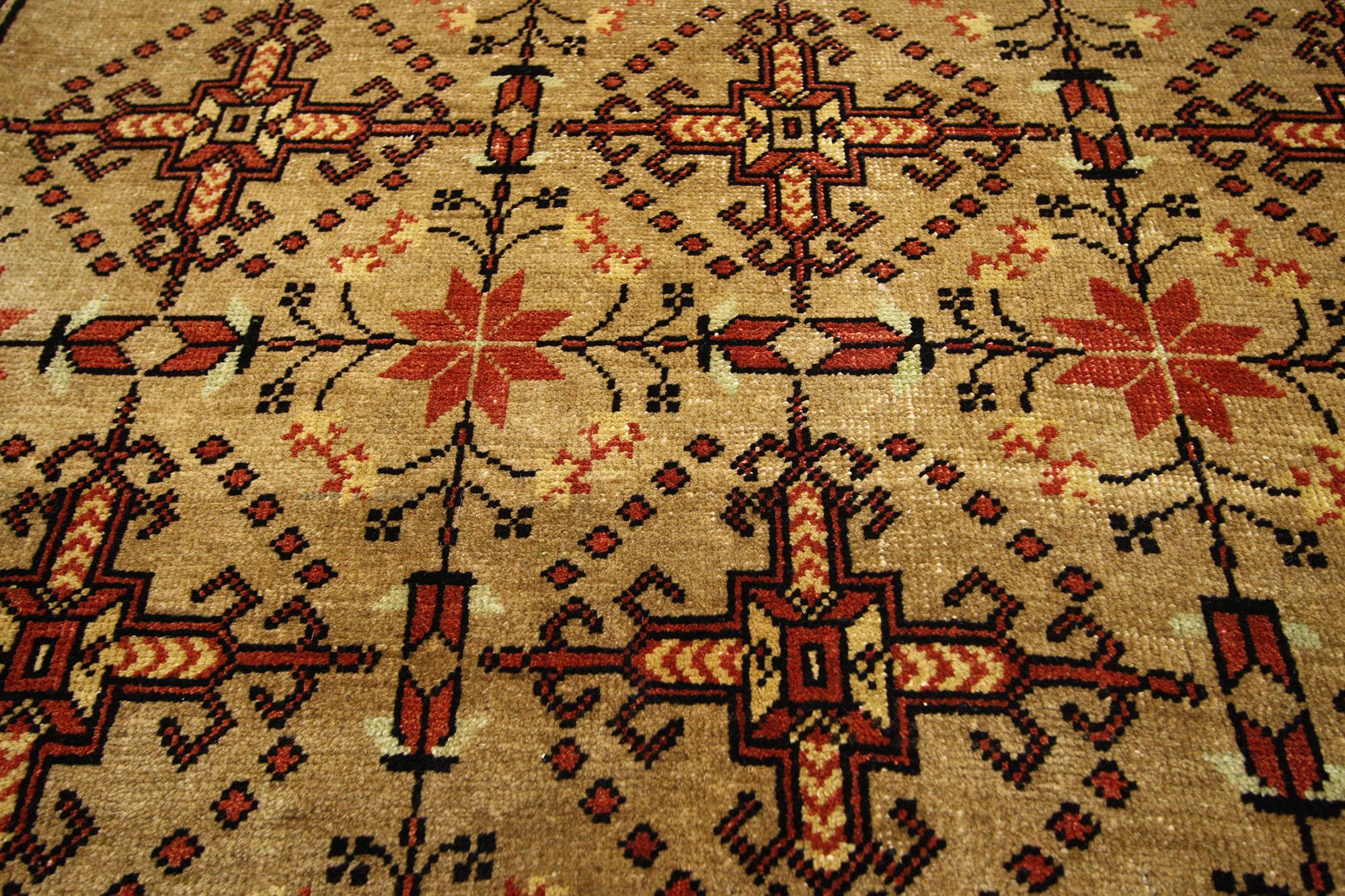 Wool Vintage Turkish Oushak Runner with Modern Tribal Style, Hallway Runner For Sale