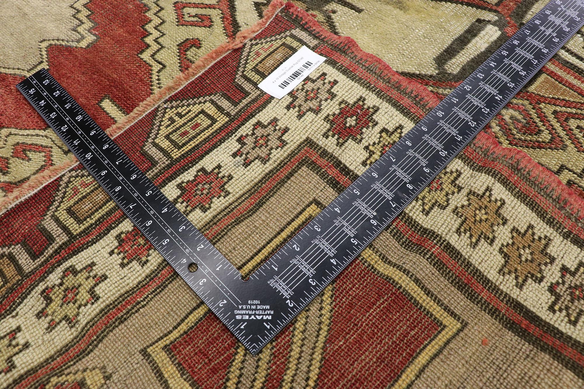 1950's Vintage Türkisch Oushak Teppich Läufer, 03'11 x 09'06 (Wolle) im Angebot
