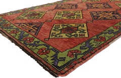 Vintage Turkish Oushak Runner with Art Deco Style, Wide Tribal Hallway Runner