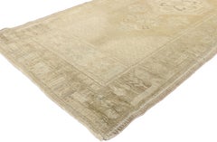 Vintage Turkish Oushak Runner with Monochromatic Mission Style