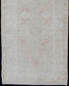Vintage Turkish Oushak Runner with Multi-Medallion Design in Muted Color Palette