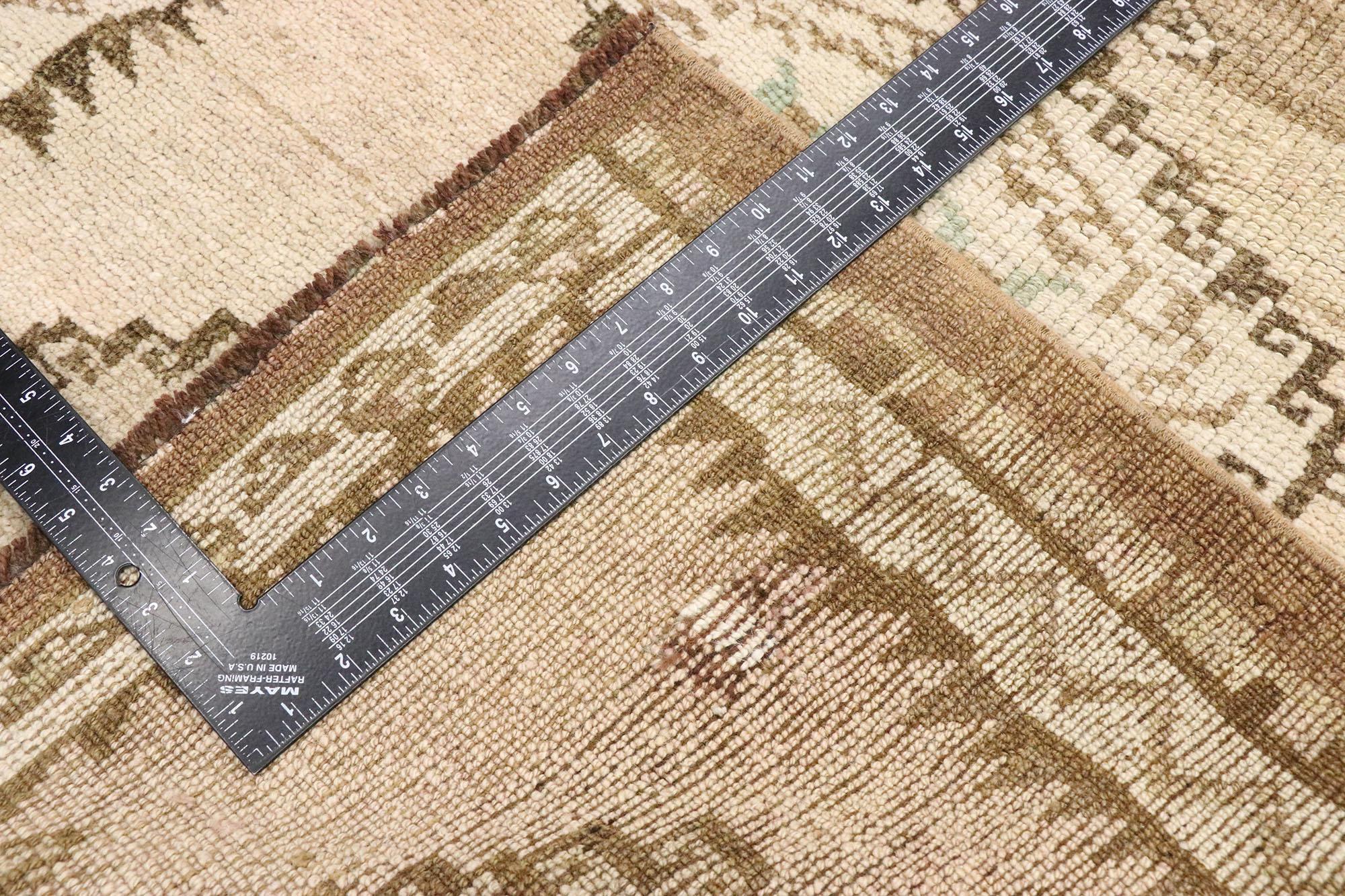 20th Century Vintage Turkish Oushak Runner with Neutral Boho Chic Tribal Style For Sale