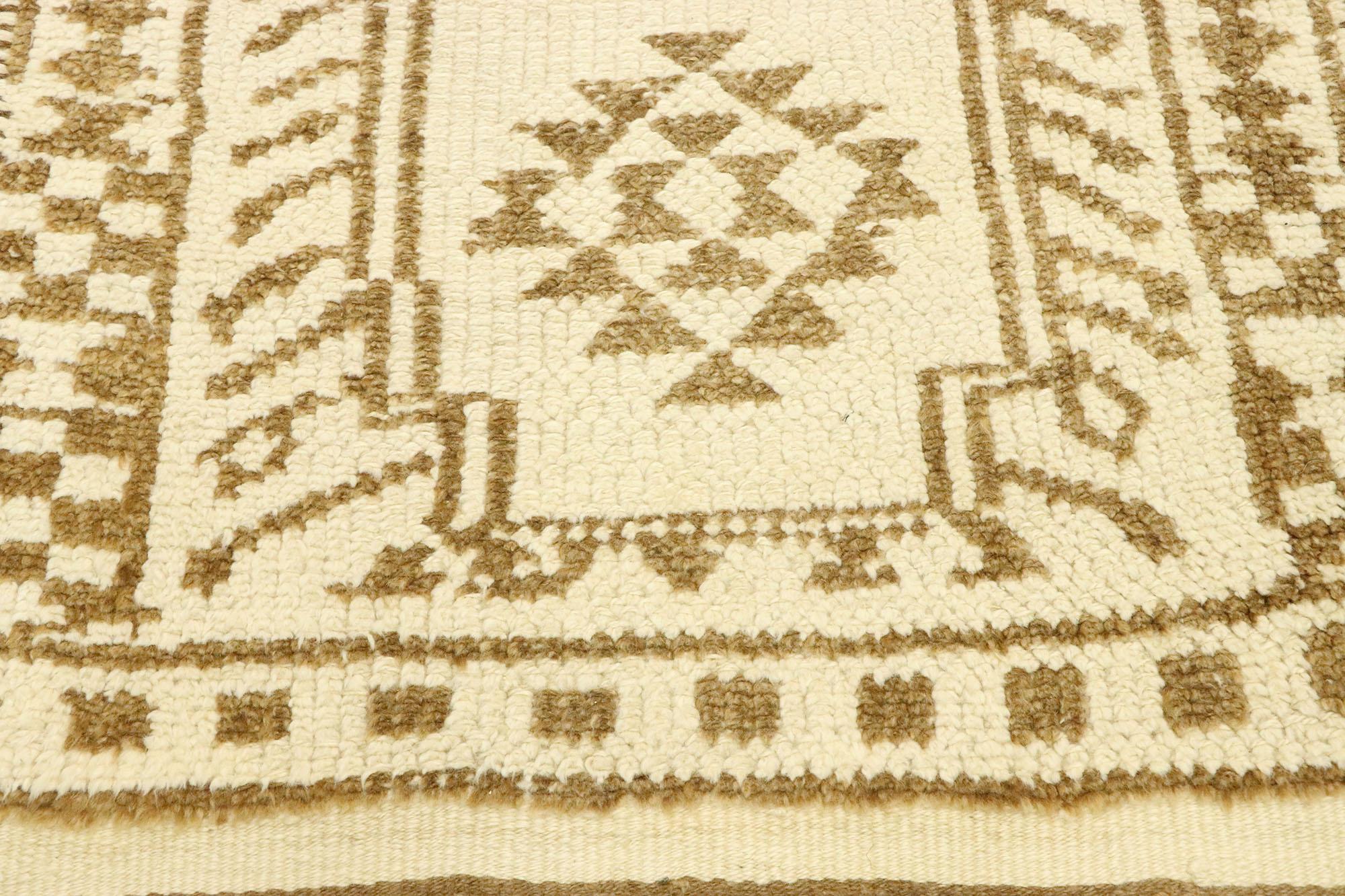 Vintage Turkish Oushak Runner with Neutral Navajo Style In Good Condition For Sale In Dallas, TX