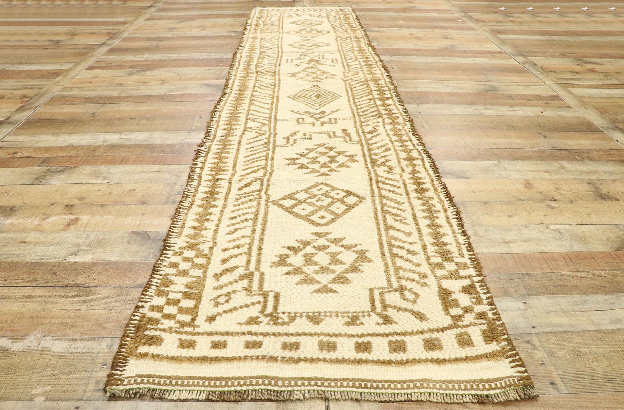 Vintage Turkish Oushak Runner with Neutral Navajo Style For Sale 2