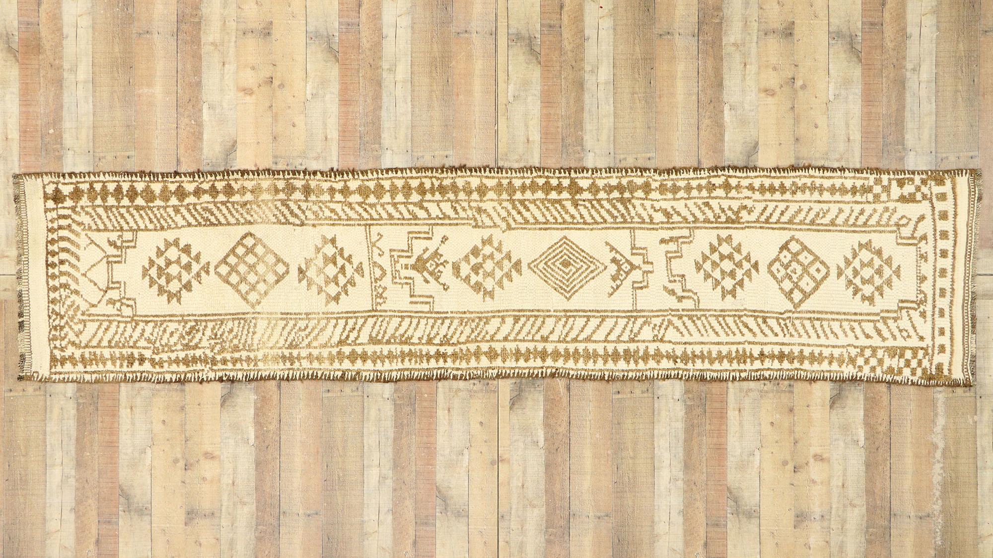 Vintage Turkish Oushak Runner with Neutral Navajo Style For Sale 3