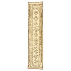 Vintage Turkish Oushak Runner with Neutral Navajo Style