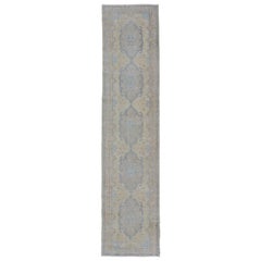 Alfombra Turca Oushak Vintage con Medallones Ornamentados