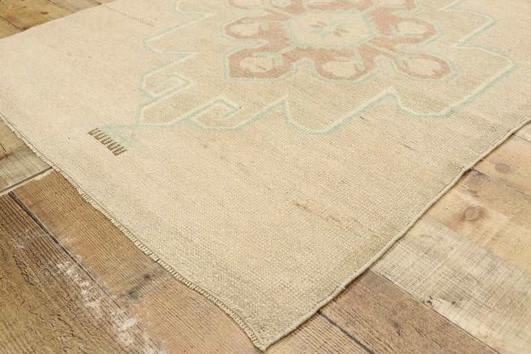 Wool Vintage Turkish Oushak Runner with Romantic French Country Cottage Style For Sale