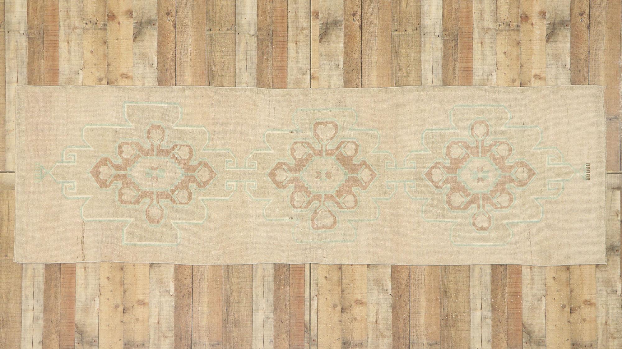 Vintage Turkish Oushak Runner with Romantic French Country Cottage Style For Sale 2