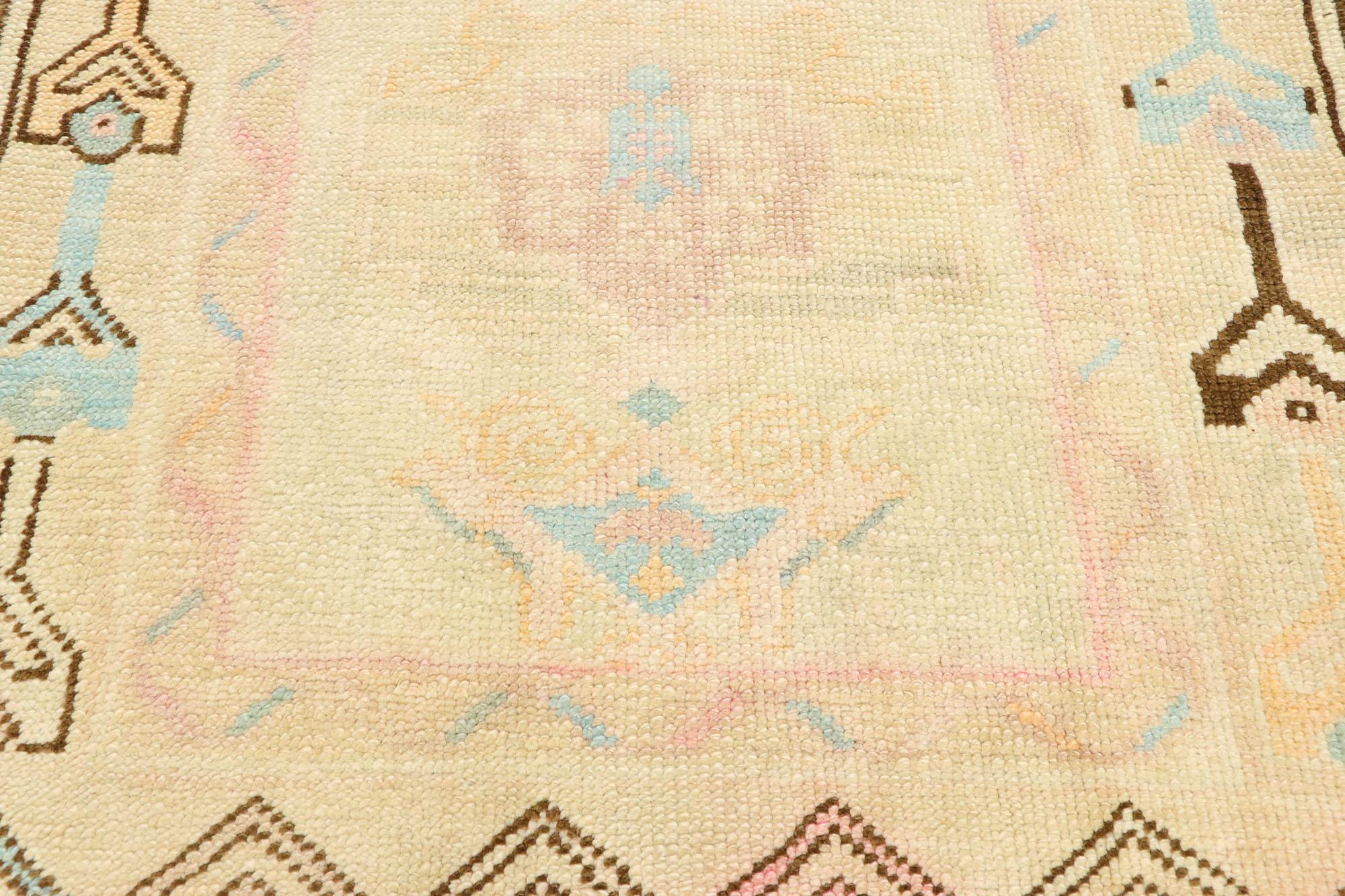 Vintage Turkish Oushak Runner with Romantic Georgian Cottage French Style In Good Condition For Sale In Dallas, TX