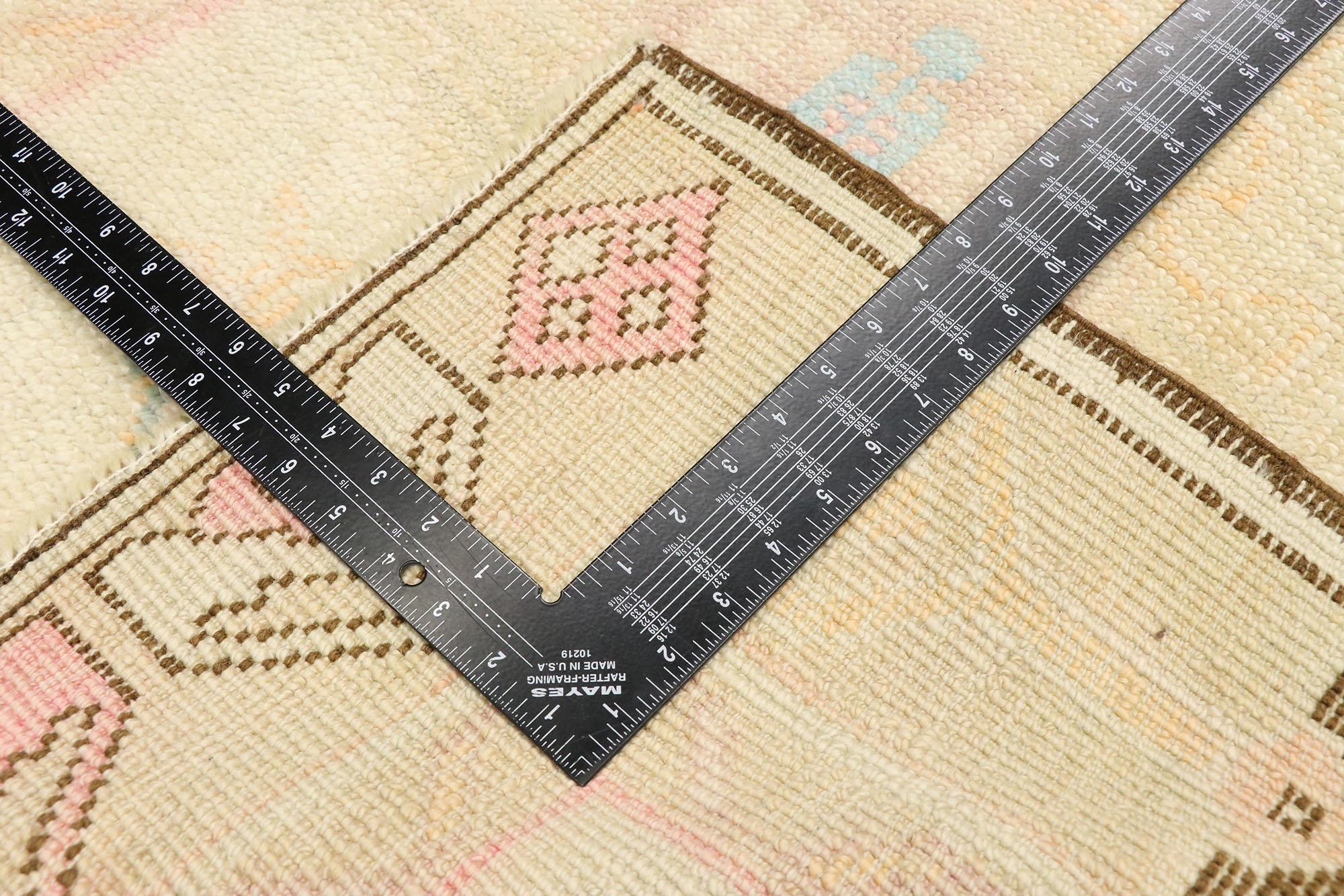 20th Century Vintage Turkish Oushak Runner with Romantic Georgian Cottage French Style For Sale