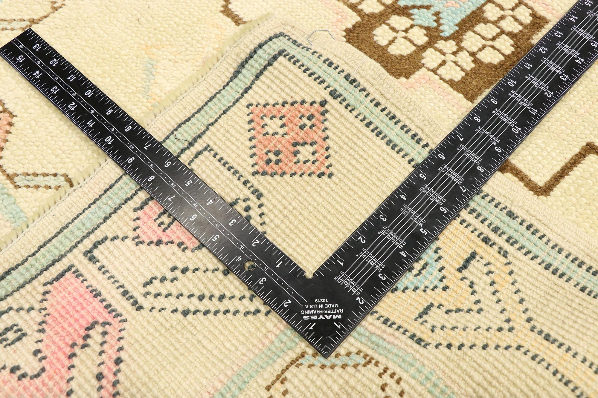 20th Century Vintage Turkish Oushak Runner with Romantic Georgian Cottage French Style For Sale