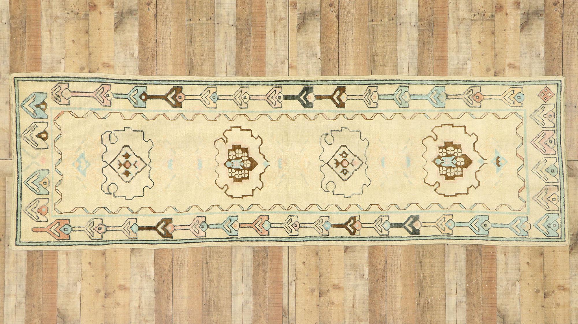 Vintage Turkish Oushak Runner with Romantic Georgian Cottage French Style For Sale 2