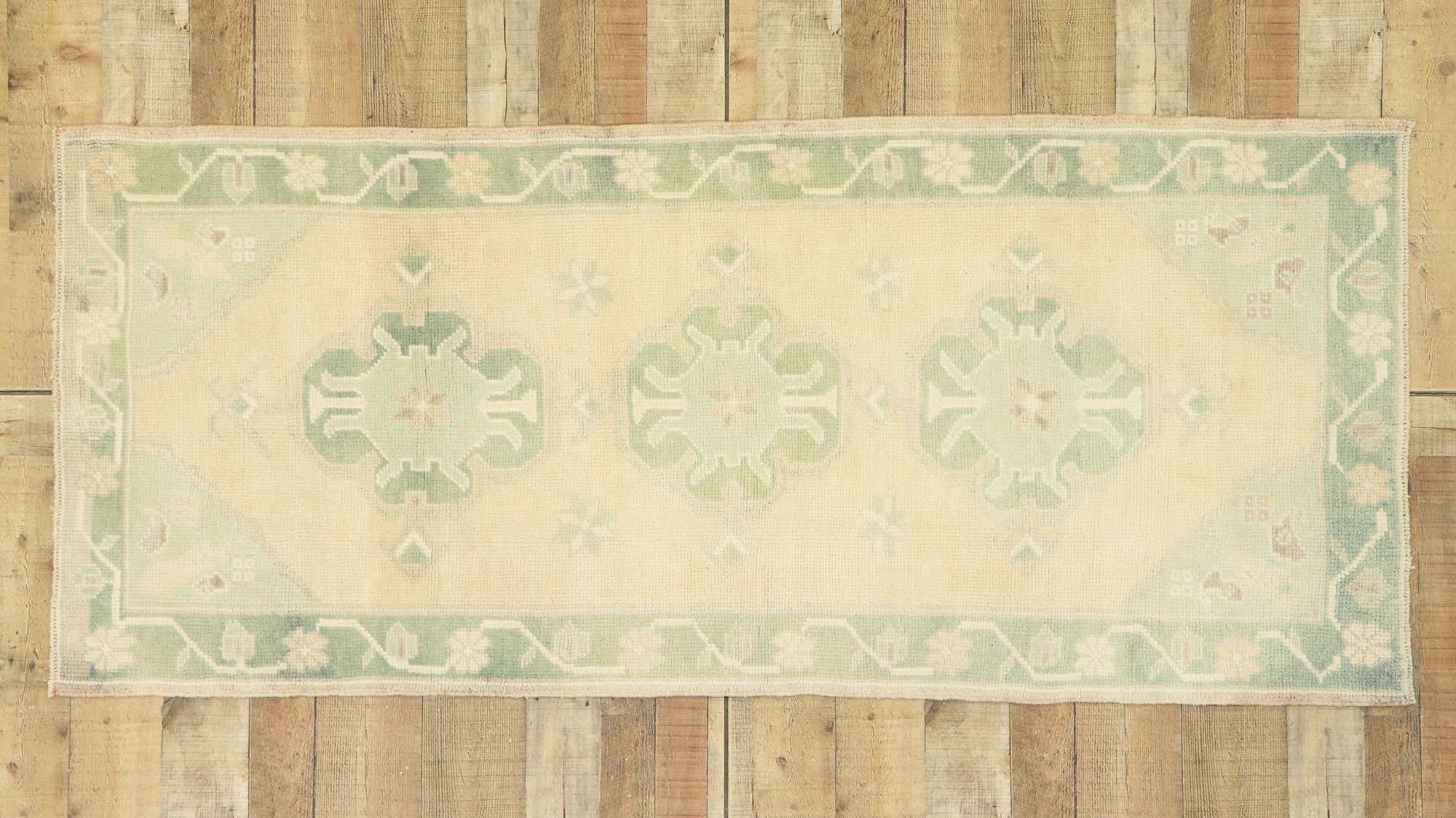 Vintage Turkish Oushak Runner with Romantic Gustavian and Swedish Rococo Style 2