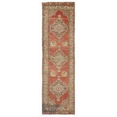 Vintage Turkish Oushak Runner with Romantic Rustic Style