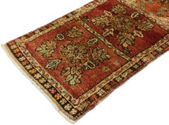 Vintage Turkish Oushak Runner with Rustic Arts & Crafts Style