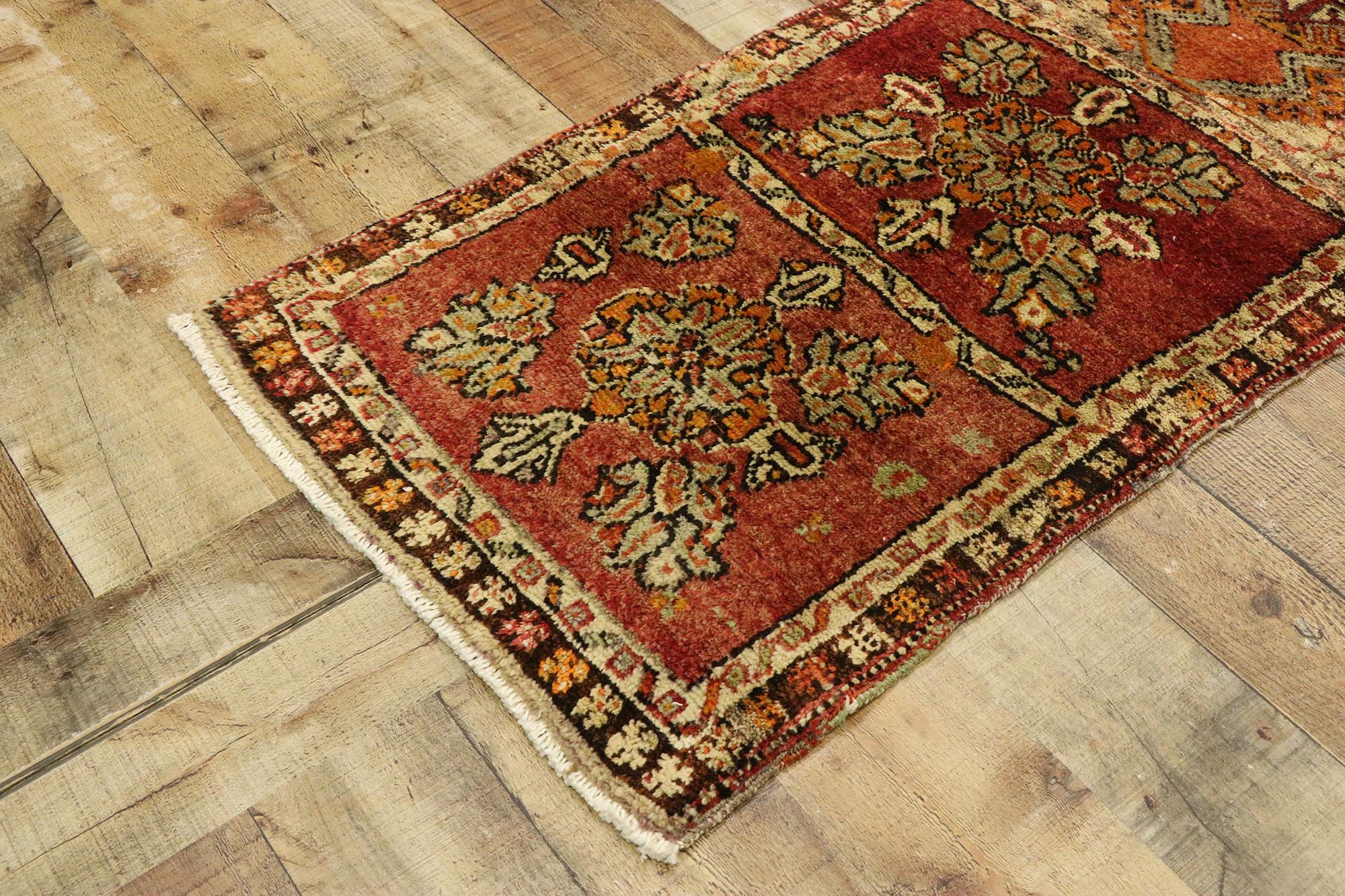 Vintage Turkish Oushak Runner with Rustic Arts & Crafts Style For Sale 1